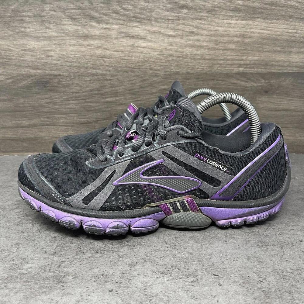 Brooks Pure Cadence Running Shoes Womens Size 8 Black Purple Sneakers